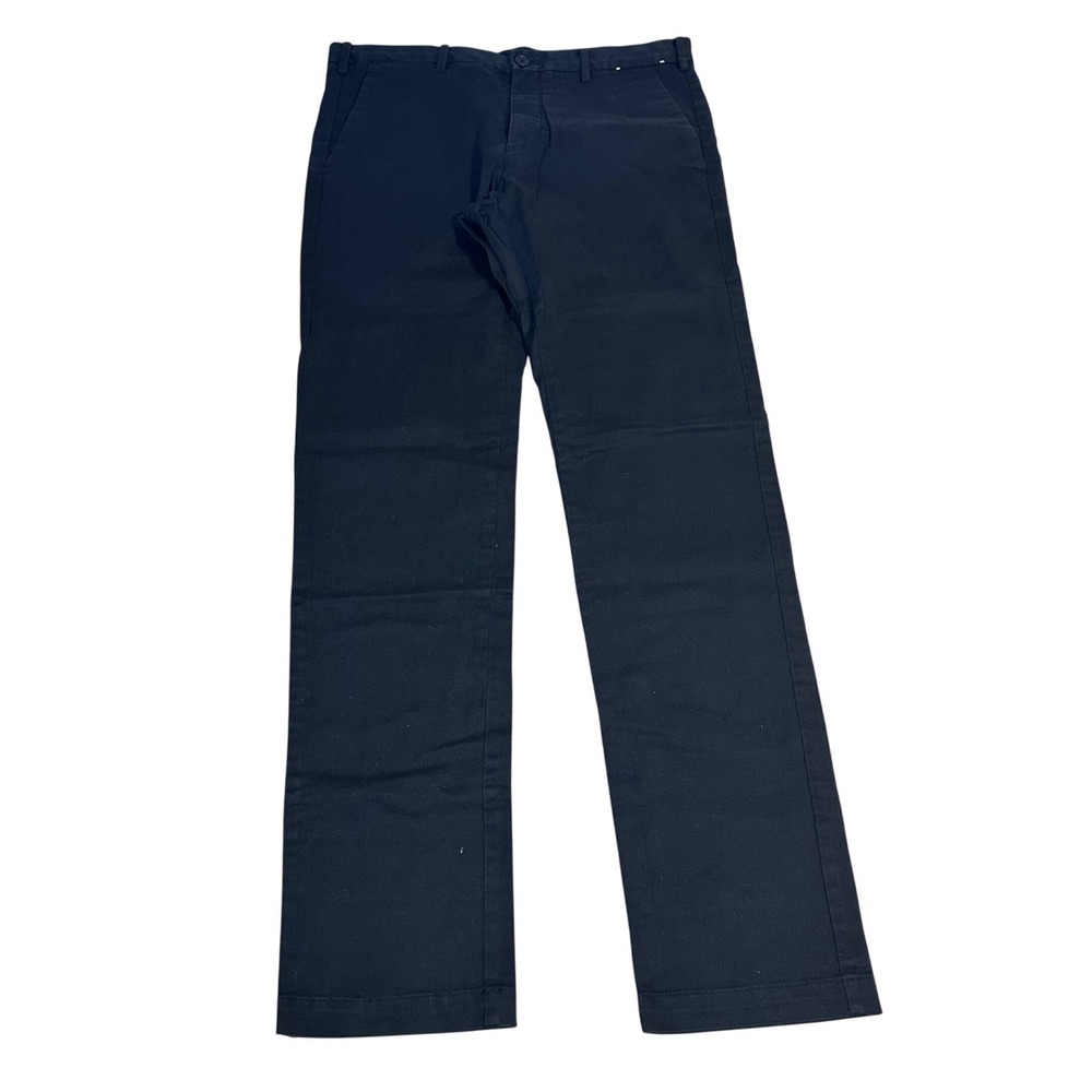 Uniqlo Mens Slim Fit Chino Pants Dark Navy Blue Cotton Stretch 33x34